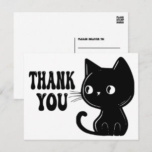 Cartão Postal Gatinho Preto Fofo Gatito Obrigado