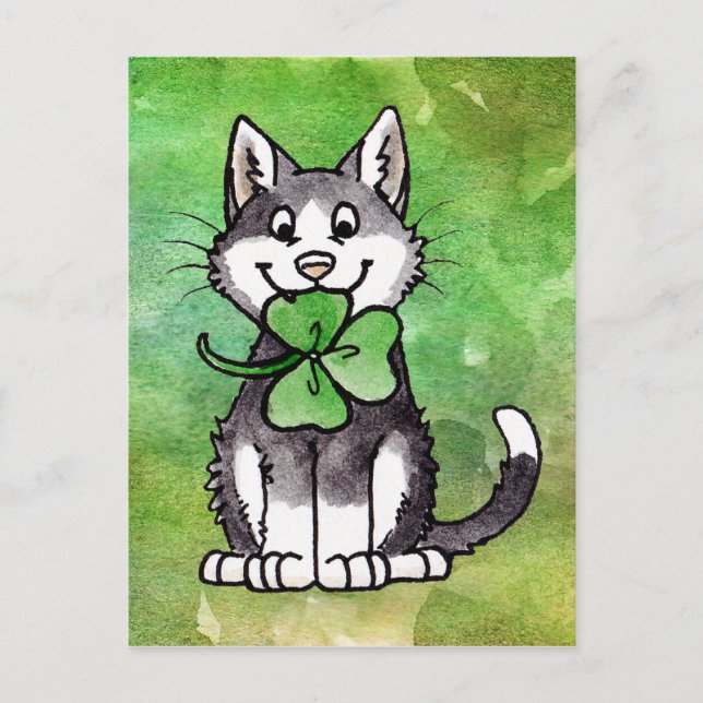 Cartão Postal Gatinho Shamrock (Frente)