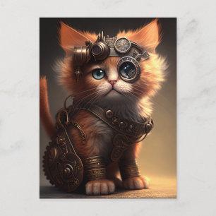 Cartão Postal Gatinho Steampunk