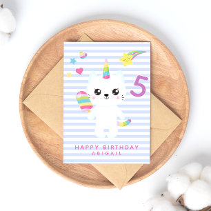 Cartão Postal Gatinho Unicórnio Fofo - Idade Personalizada para