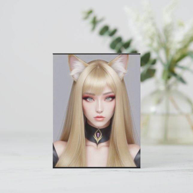 CARTÃO POSTAL GATINHO WAIFU 03 (Em pé/Frente)