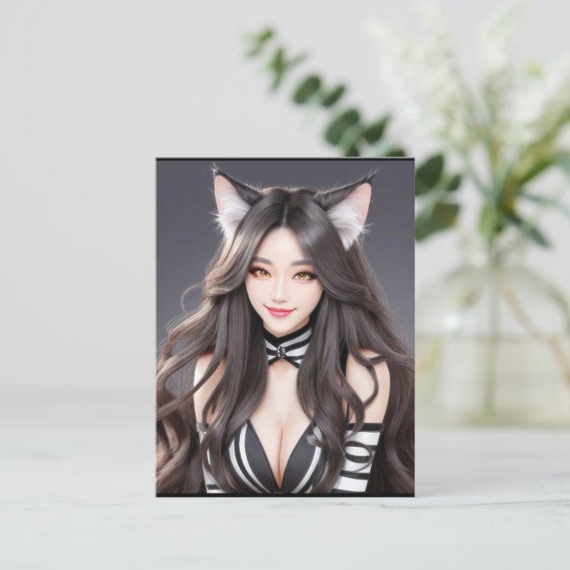 CARTÃO POSTAL GATINHO WAIFU 04 (Em pé/Frente)