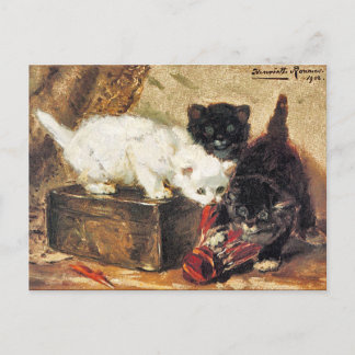 Cartão Postal Gatinhos - Chá para Dois - Pintura de Gato