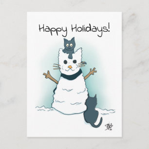 Cartão Postal Gatinhos fazer Neve Feliz Feriados Natal C