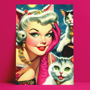 Cartão Postal Gatinhos Fofos Pin-up
