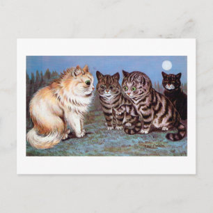 Cartão Postal Gatinhos reunidos à Lua, Louis Wain