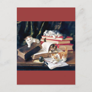 Cartão Postal Gatinhos tocando em uma mesa
