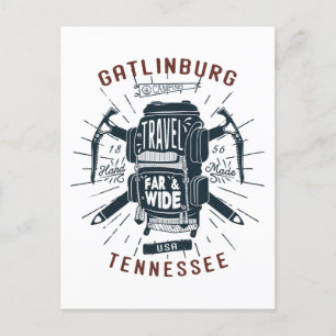 Cartão Postal Gatlinburg Tennessee Backpack Gear Retro Viagem