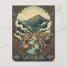 Cartão Postal Gatlinburg Tennessee Illustration Vintage design
