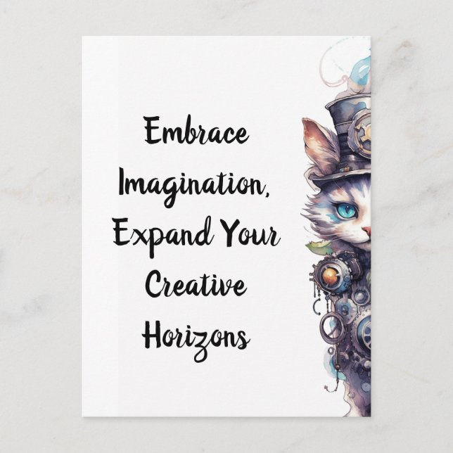 Cartão Postal Gato 1 Gatinho e chapéus de água (Frente)