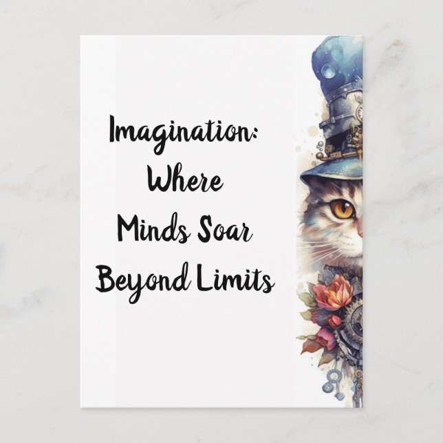 Cartão Postal Gato 2 Gato com rosas e chapéus de água (Frente)