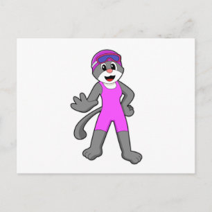 Cartão Postal Gato a Nadar com maiô