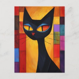 Cartão Postal Gato Abstrato Colorido