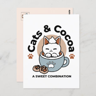 Cartão Postal Gato Adorável no Design de Férias de Mug - Gato e 