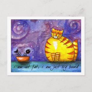 Cartão Postal Gato Amarelo Gordo Grande - PostCard