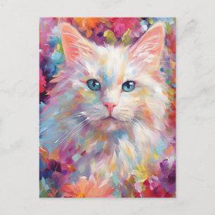 Cartão Postal Gato angorá turco colorido