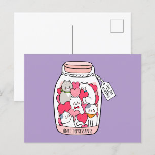 Cartão Postal Gato Antidepressivo Engraçado Presente no Gato