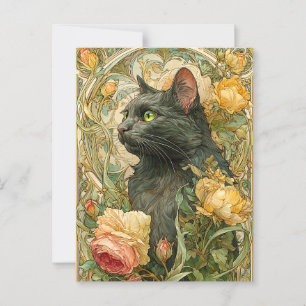 Cartão Postal Gato Art Nouveau