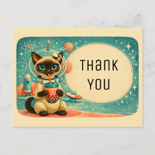 Cartão Postal Gato Astronauta Siamesa Boba Atômico