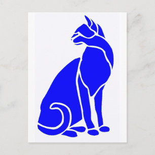 Cartão Postal Gato azul da grama