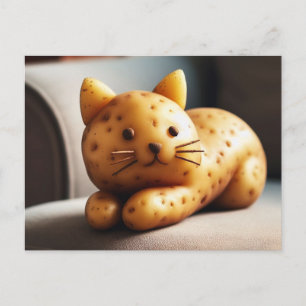 Cartão Postal Gato Batata Engraçado Relaxa no Sofá