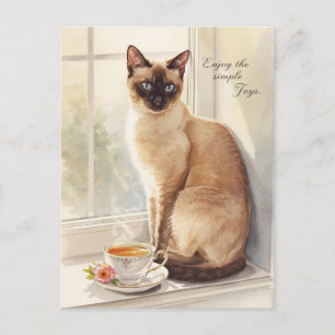 Cartão Postal Gato bebendo chá para Feliz aposentadoria gata Mam