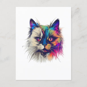 Cartão Postal Gato Birman colorido