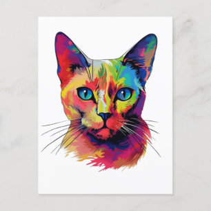 Cartão Postal Gato birmanês colorido