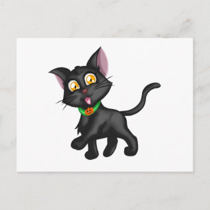 Cartão Postal Gato Bonito de Halloween