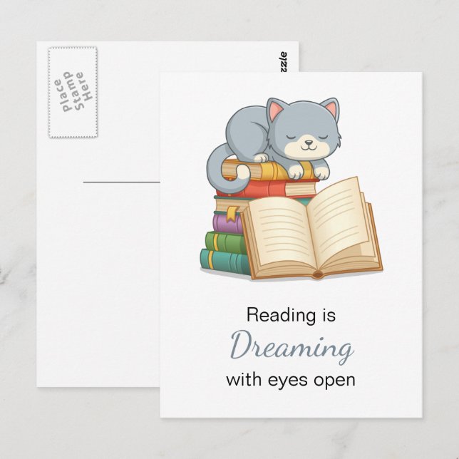 Cartão Postal Gato Bonito em cima de uma Cotação de Leitura da P (Frente/Verso)