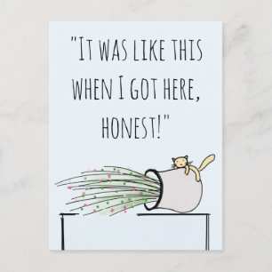 Cartão Postal Gato Bonito Engraçado A Derrubar Coisas