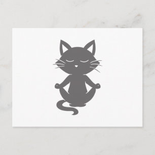 Cartão Postal Gato bonito na meditação - Escolha a cor de fund
