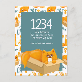 Cartão Postal Gato bonito numa caixa - Mudámos para casa