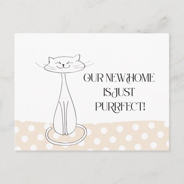 Cartão Postal Gato Bonito Que Mudamos Novo Endereço (Frente)