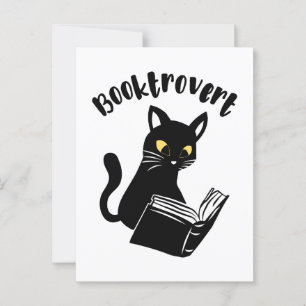 Cartão Postal Gato booktrovert com livro