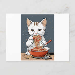 Cartão Postal Gato branco engraçado
