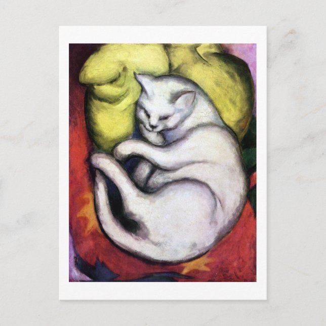 Cartão Postal Gato branco, Franz Marc (Frente)