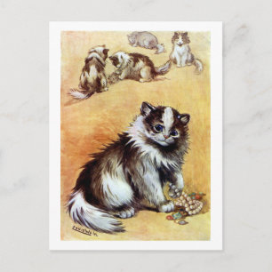 Cartão Postal Gato brincando com Jewelry, Louis Wain