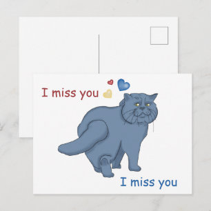 Cartão Postal Gato britânico triste. Sinto sua falta