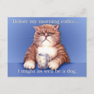 Cartão Postal Gato Café