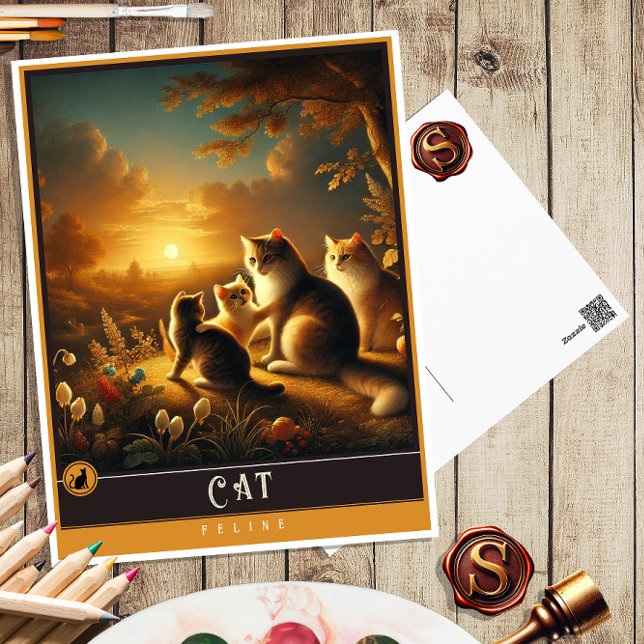 Cartão Postal Gato | Cartão-postal para animais de cunhagem fami (Criador carregado)