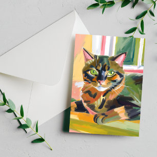 Cartão Postal Gato Casca de Tartaruga Pintura de Gato Bonita