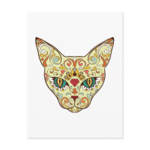 Gato Caveira Açucarada - Desenho de Tatuagem