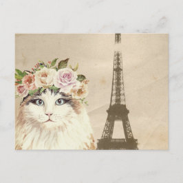 Cartão Postal Gato Chique & Torre Eiffel