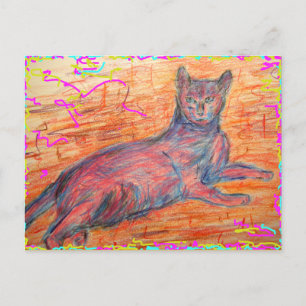 Cartão Postal gato cobblestone