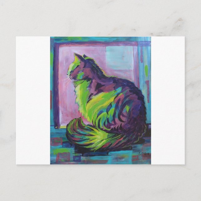 Cartão Postal Gato colorido (Frente)