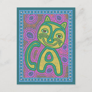 Cartão Postal Gato Colorido Dreamland