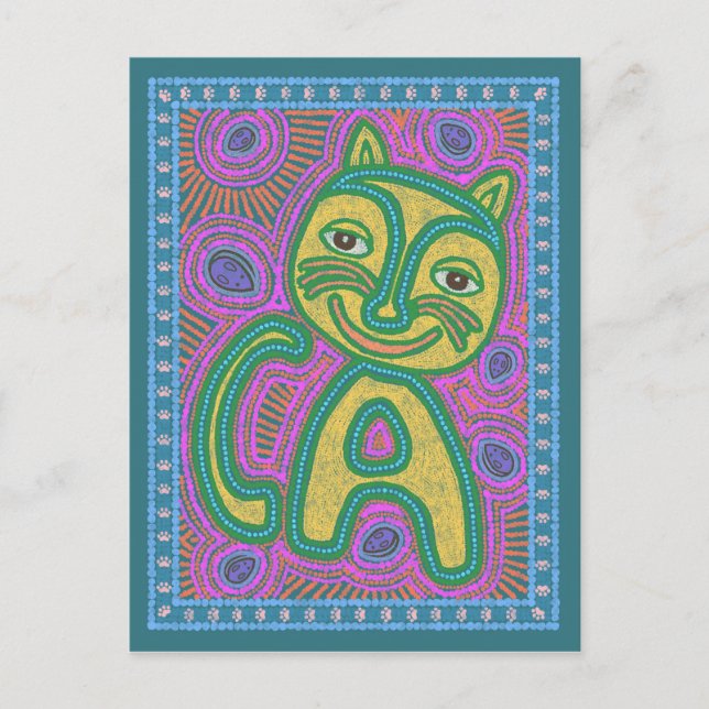 Cartão Postal Gato Colorido Dreamland (Frente)