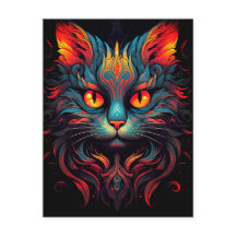 Gato Colorido Gato Animal Psicodélico Arte Tribal