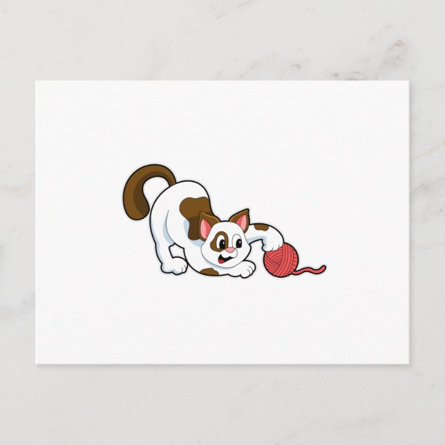 Cartão Postal Gato com Bola de Lã (Frente)